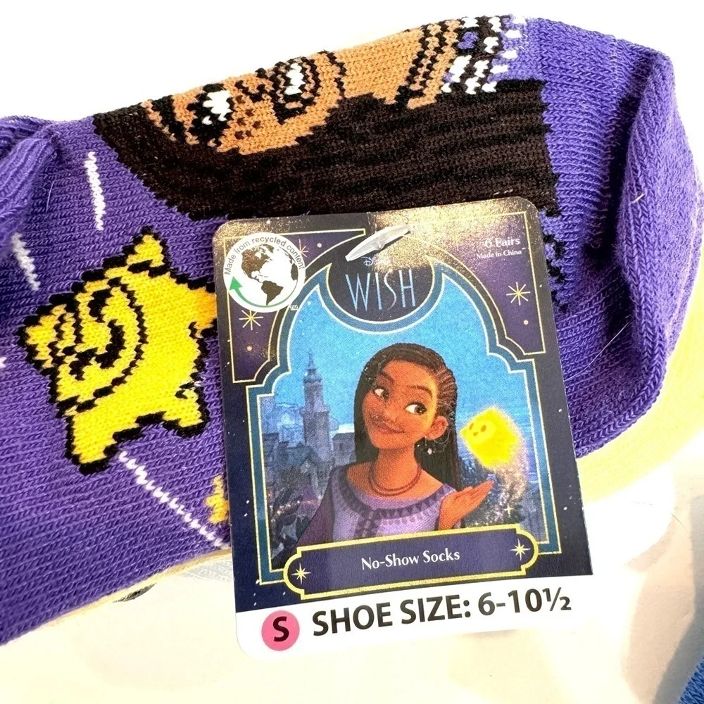 New Open Packaging Disney Wish Toddler/Preschool Girl Socks 6-pairs Size Small